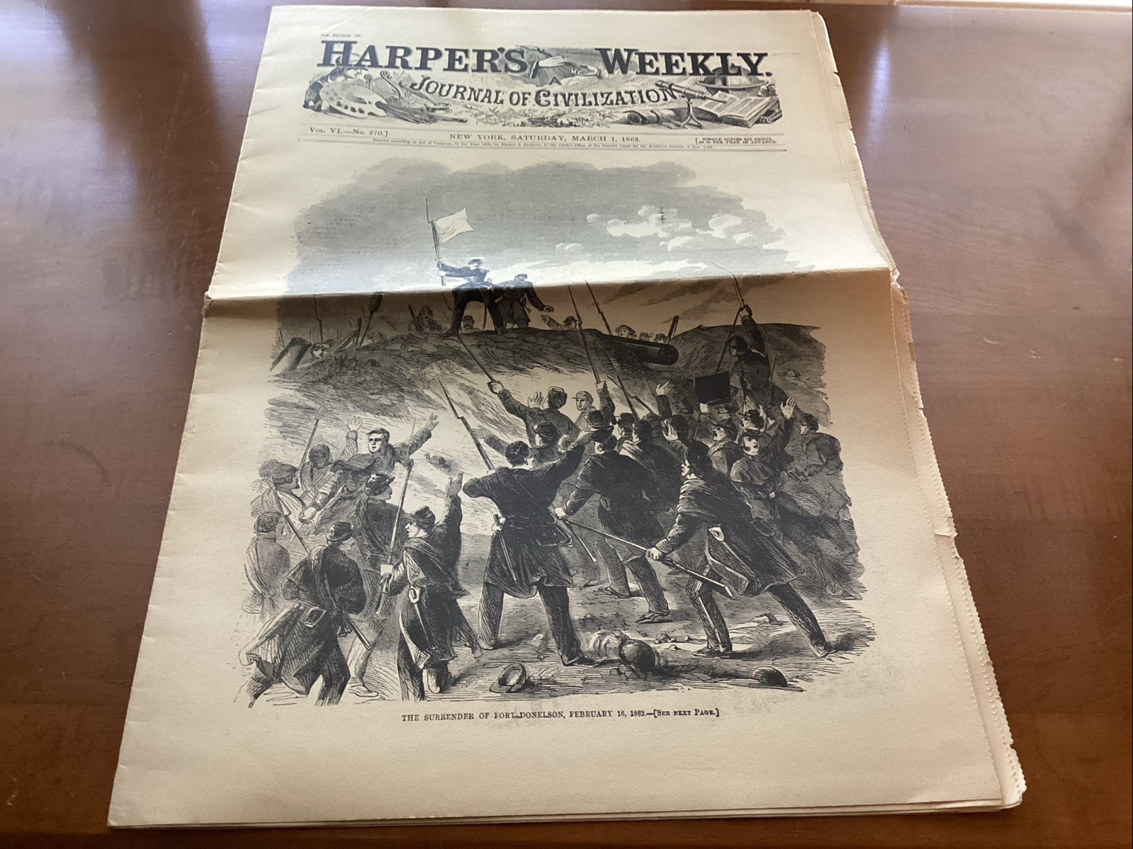 Reissue Harper’s Weekly March 1, 1862 Edition Vol. VI -No. 270 Fort Donelson Reissue Harper’s Weekly March 1, 1862 Edition Vol. VI -No. 270 Fort Donelson