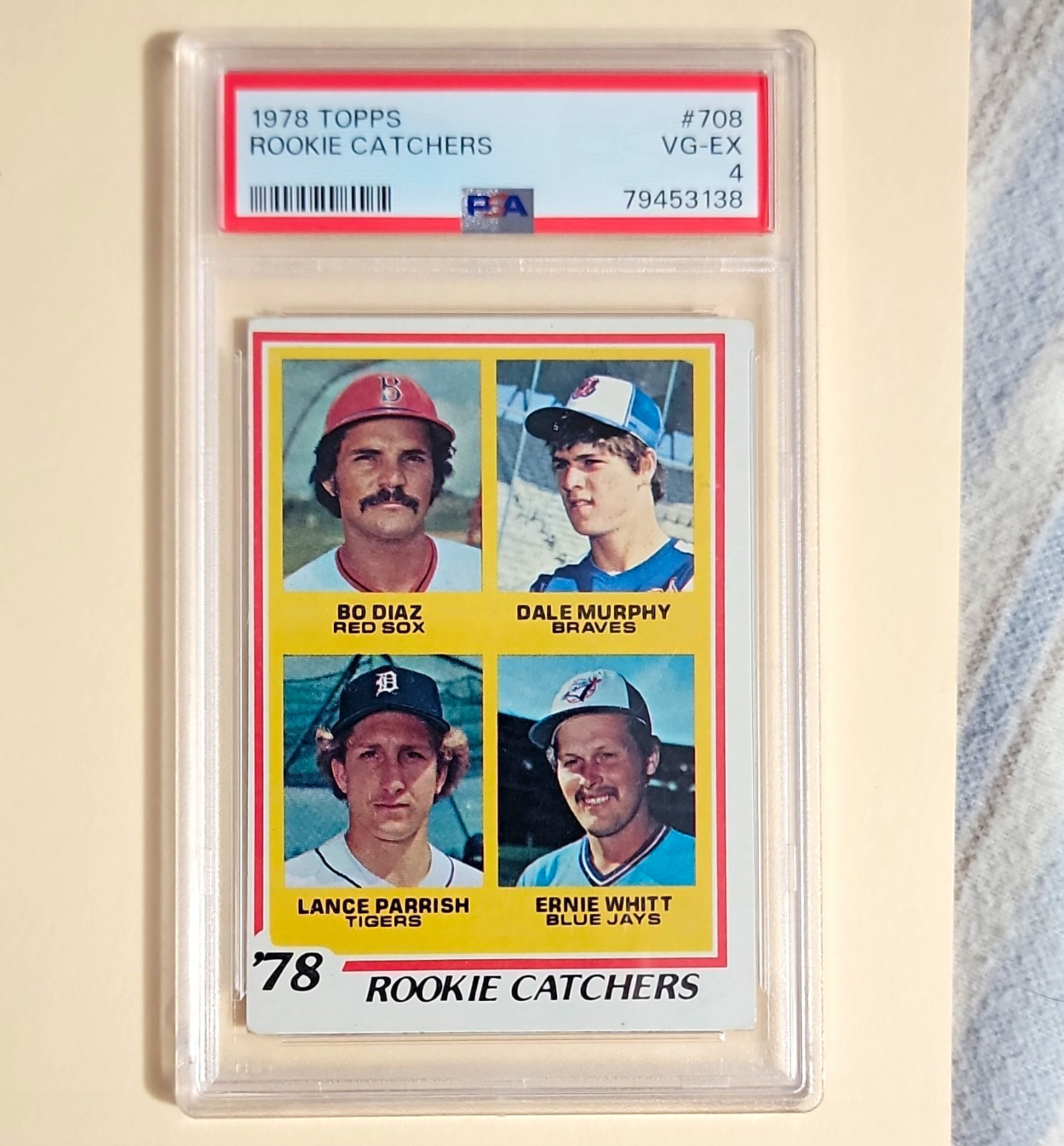 Topps 1978 Topps Rookie Catchers #708 Diaz/Murphy/Parrish/Whitt PSA 4 Topps 1978 Topps Rookie Catchers #708 Diaz/Murphy/Parrish/Whitt PSA 4