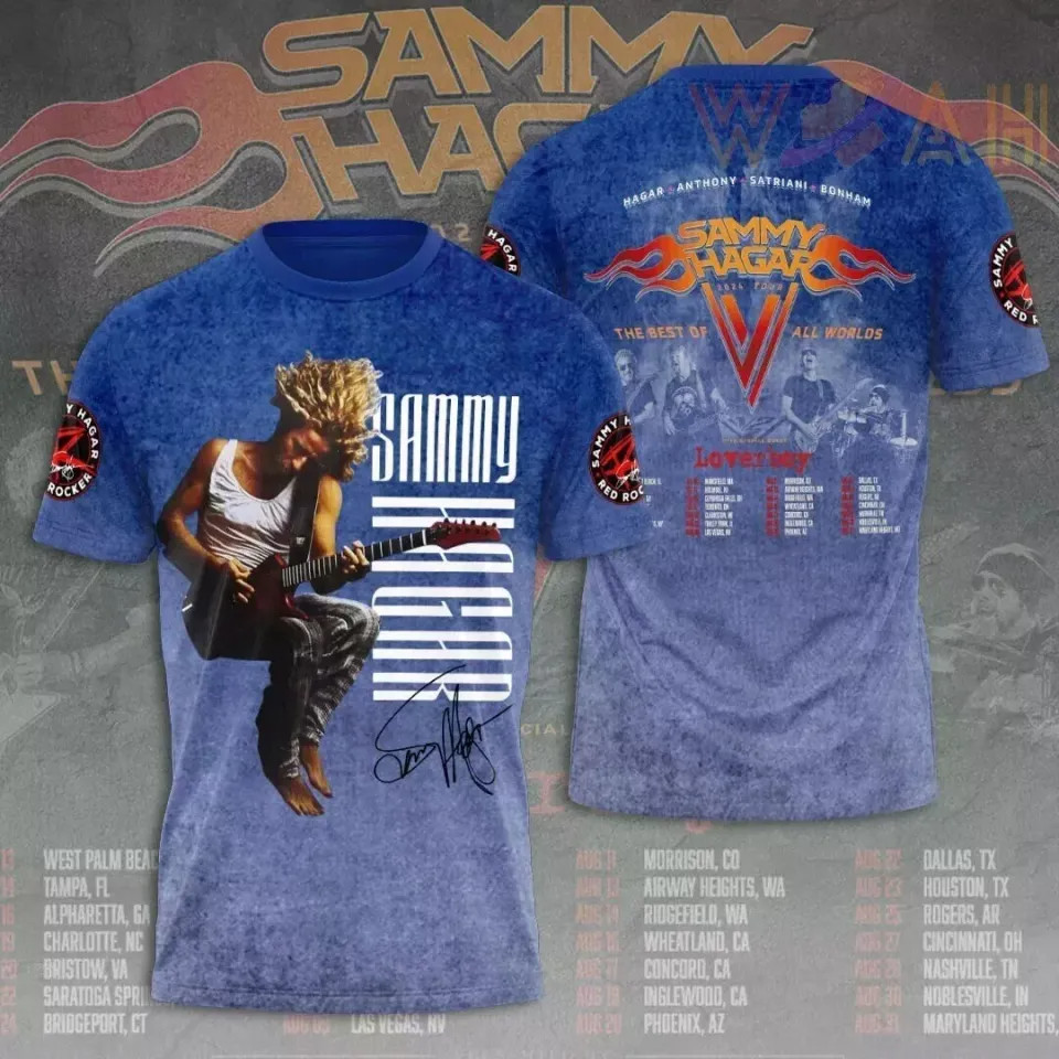 Tour 2024 Sammy Hagar 3D T Shirt Size S-5XL Gift For Fans Tour 2024 Sammy Hagar 3D T Shirt Size S-5XL Gift For Fans