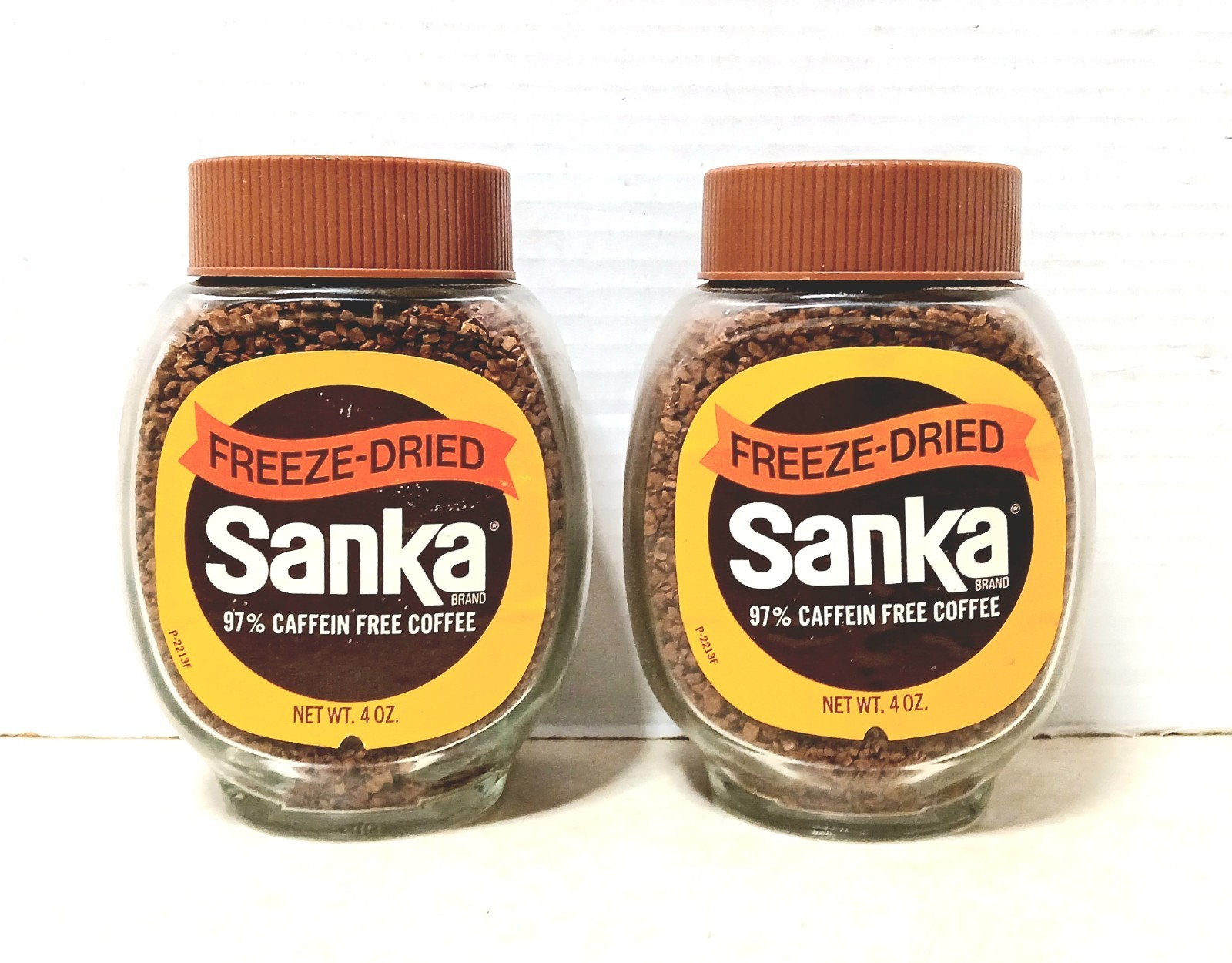 2 Vintage 4oz Unopened Jars Sanka Instant Freeze Dried Coffee 1980s Prop Display 2 Vintage 4oz Unopened Jars Sanka Instant Freeze Dried Coffee 1980s Prop Display