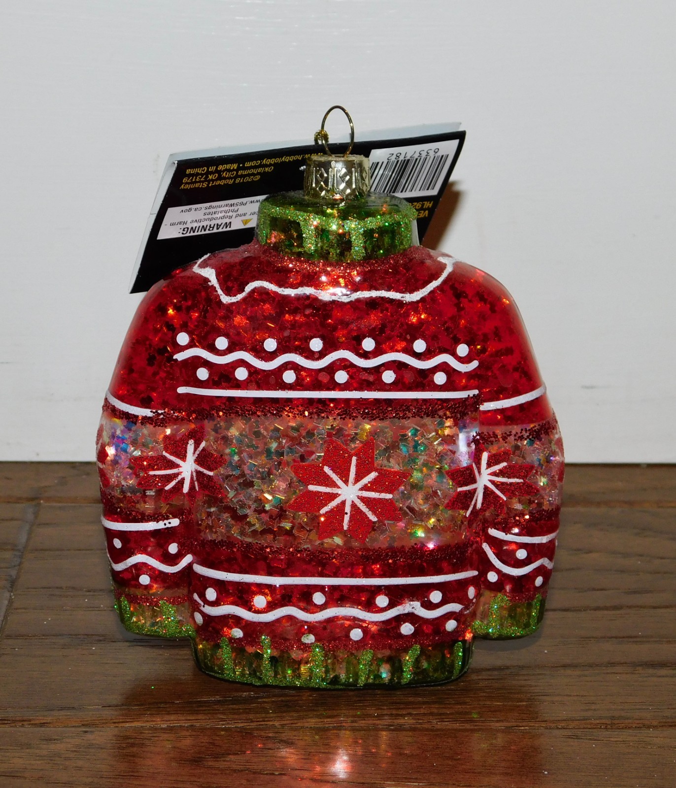 HTF Robert Stanley Red Sweater Ornament "Very Merry" Blown Glass Christmas NEW