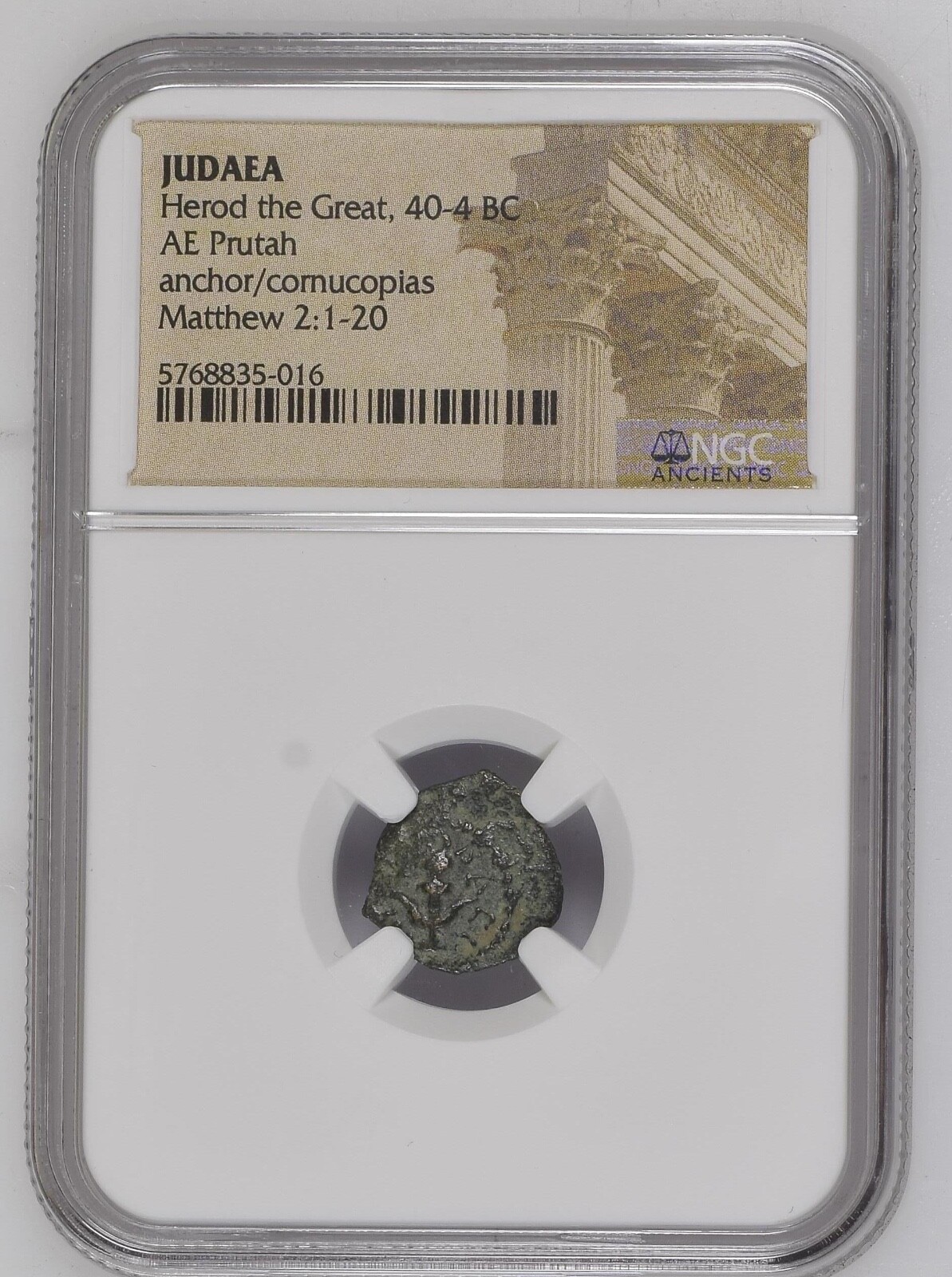 NGC King of Judaea Herod I / Herod The Great 40-4 BC Bronze Prutah Mid Grade