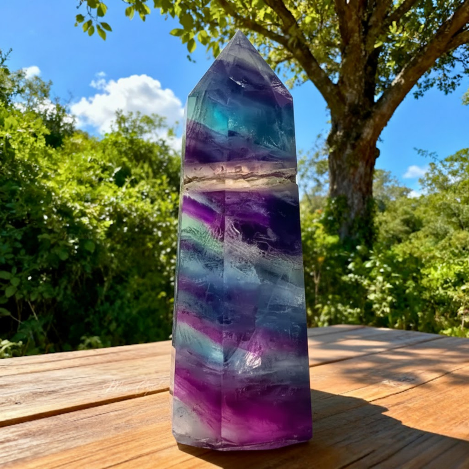 Natural Rainbow Fluorite Crystal Tower Obelisk Reiki Healing Meditation Decor Natural Rainbow Fluorite Crystal Tower Obelisk Reiki Healing Meditation Decor