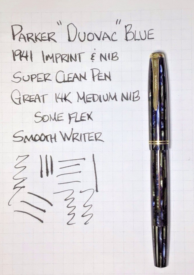 Parker "Duovac" Junior Blue Stripped Fountain Pen 1941 Outstanding Restored Parker "Duovac" Junior Blue Stripped Fountain Pen 1941 Outstanding Restored