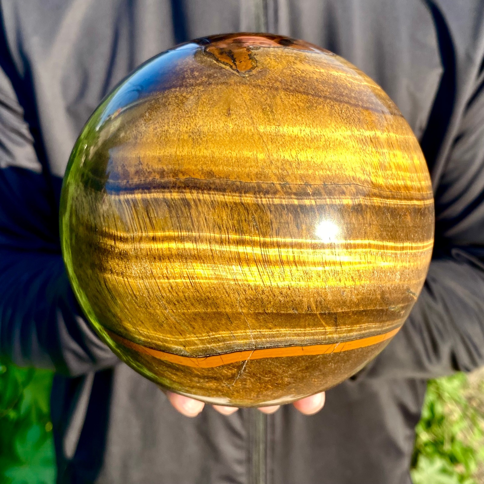 6.15LB Natural Large Gold Tiger’s Eye Stone Quartz Crystal Sphere Specimen Reiki 6.15LB Natural Large Gold Tiger’s Eye Stone Quartz Crystal Sphere Specimen Reiki