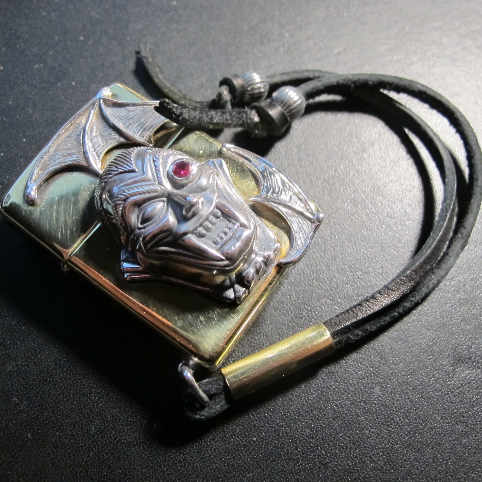 JOLLY REBELS Vampire,Dracula Brass & STERLING Silver Armored Case Custom Zippo JOLLY REBELS Vampire,Dracula Brass & STERLING Silver Armored Case Custom Zippo