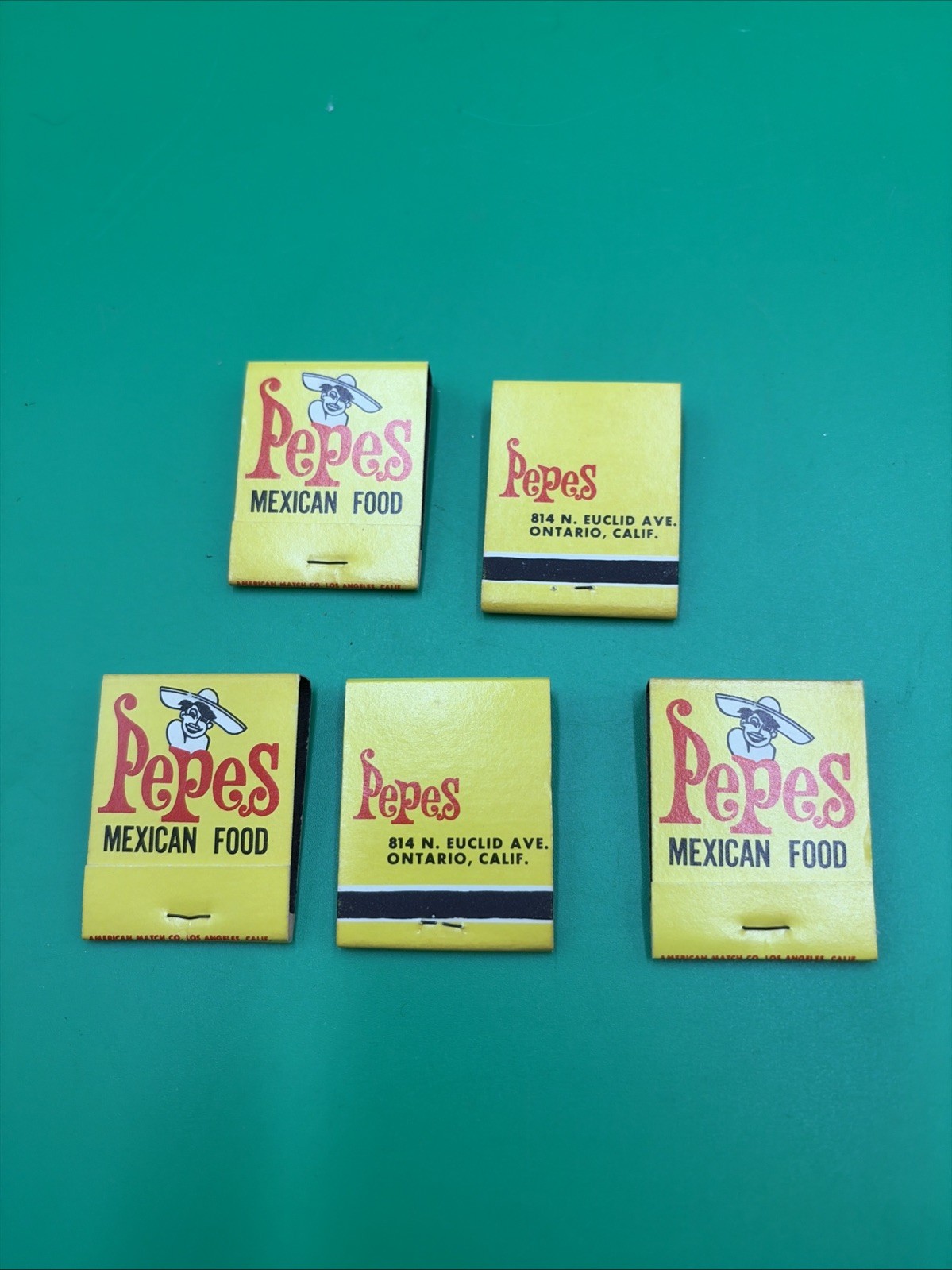 PEPE'S MEXICAN DISHES Restaurant CA 1970's Vintage Matchbook Set Of 5 PEPE'S MEXICAN DISHES Restaurant CA 1970's Vintage Matchbook Set Of 5