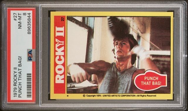 1979 ROCKY II #27 "Punch That Bag" Sylvester Stallone PSA 8 NM POP 9 1979 ROCKY II #27 "Punch That Bag" Sylvester Stallone PSA 8 NM POP 9