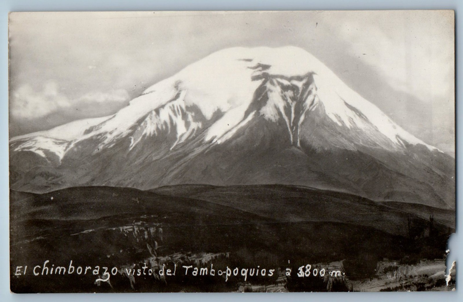 Ecuador Postcard Chimborazo Seen from Tambo Poquios c1910 Antique RPPC Photo Ecuador Postcard Chimborazo Seen from Tambo Poquios c1910 Antique RPPC Photo