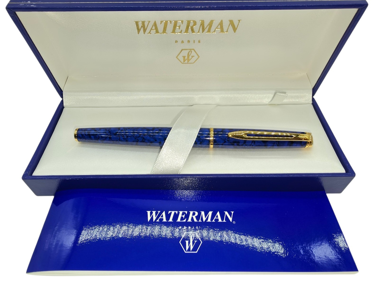 1990's Waterman Hemisphere Blue Marble Ballpoint Pen NEEDS Black INK vintage 1990's Waterman Hemisphere Blue Marble Ballpoint Pen NEEDS Black INK vintage