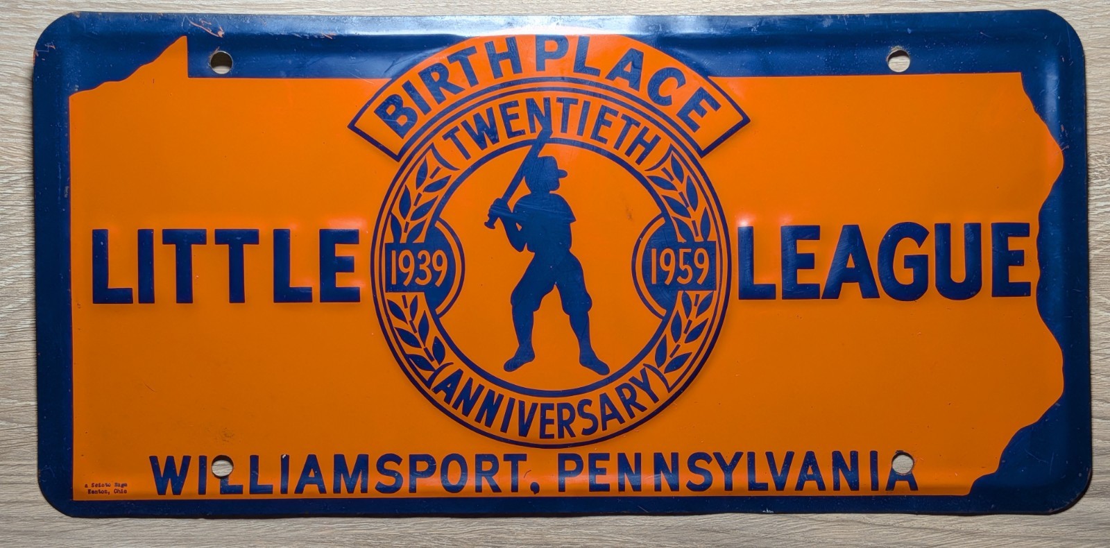 Vintage 1959 Little League Baseball Williamsport Pennsylvania License Plate Vintage 1959 Little League Baseball Williamsport Pennsylvania License Plate