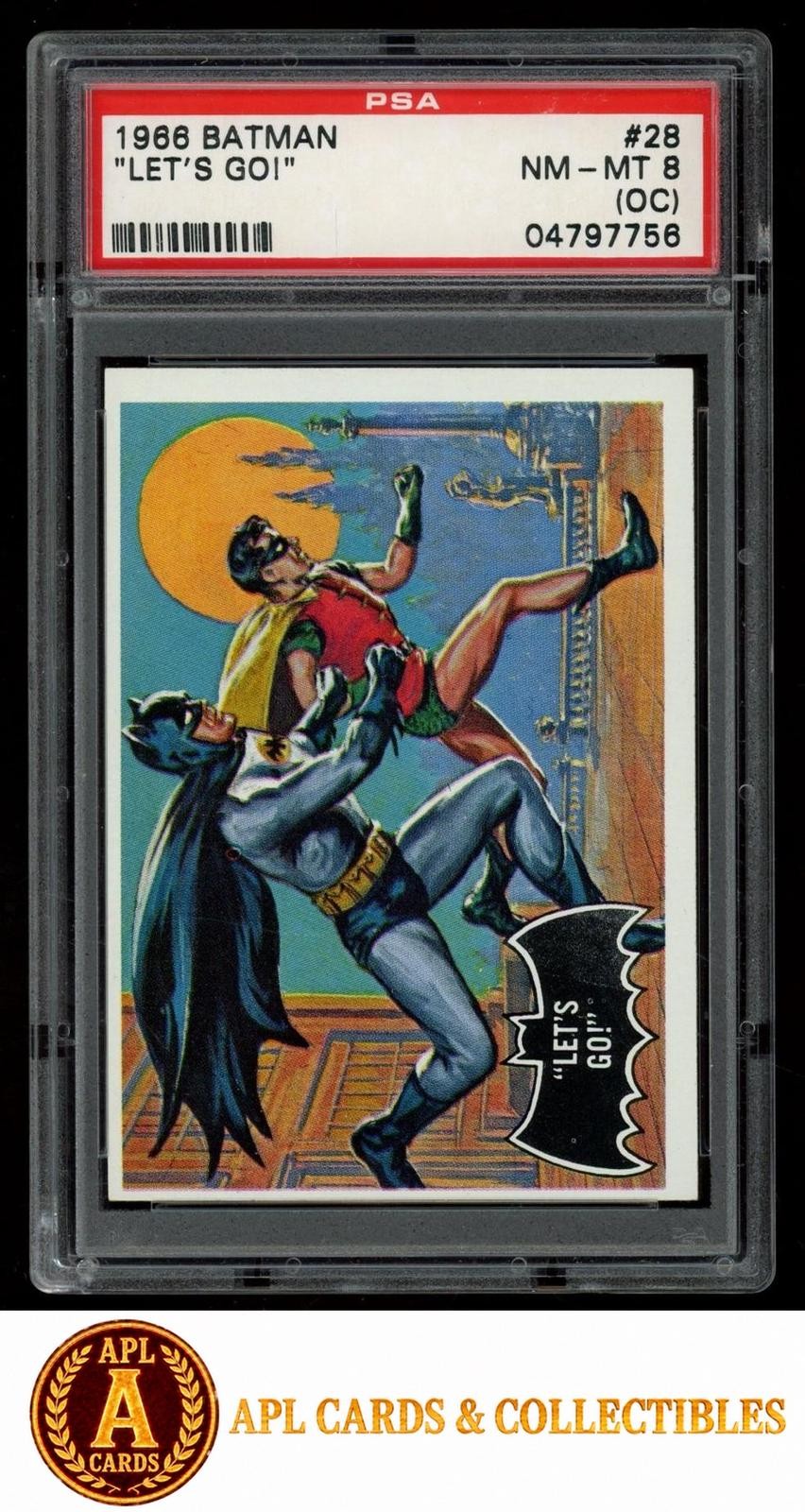 1966 Topps Batman "Let's Go" Exclamation point on front, none on back #28 PSA 8 1966 Topps Batman "Let's Go" Exclamation point on front, none on back #28 PSA 8