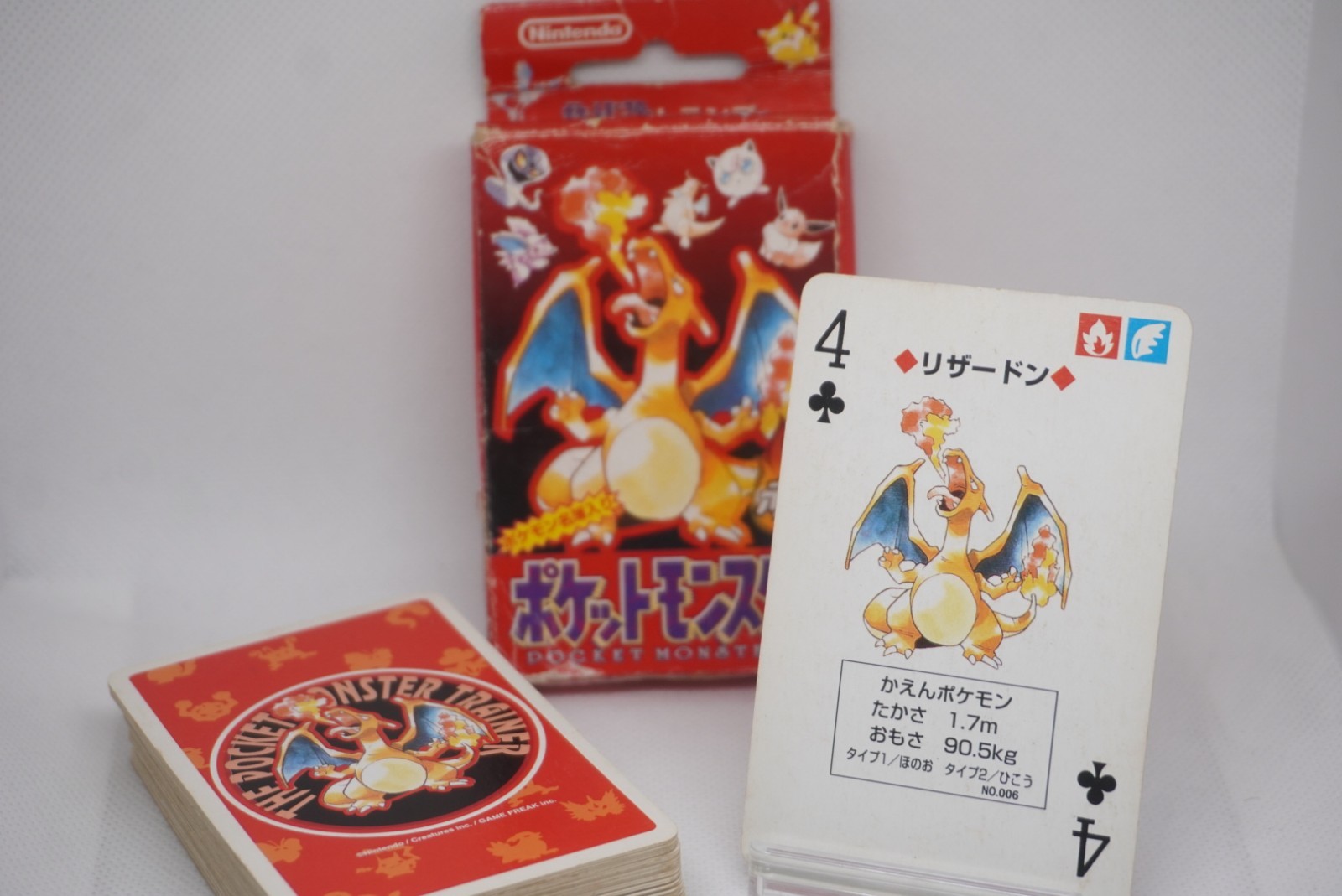 Vintage 1996 Nintendo Pokémon Red Charizard Playing Cards Complete Deck Japan
