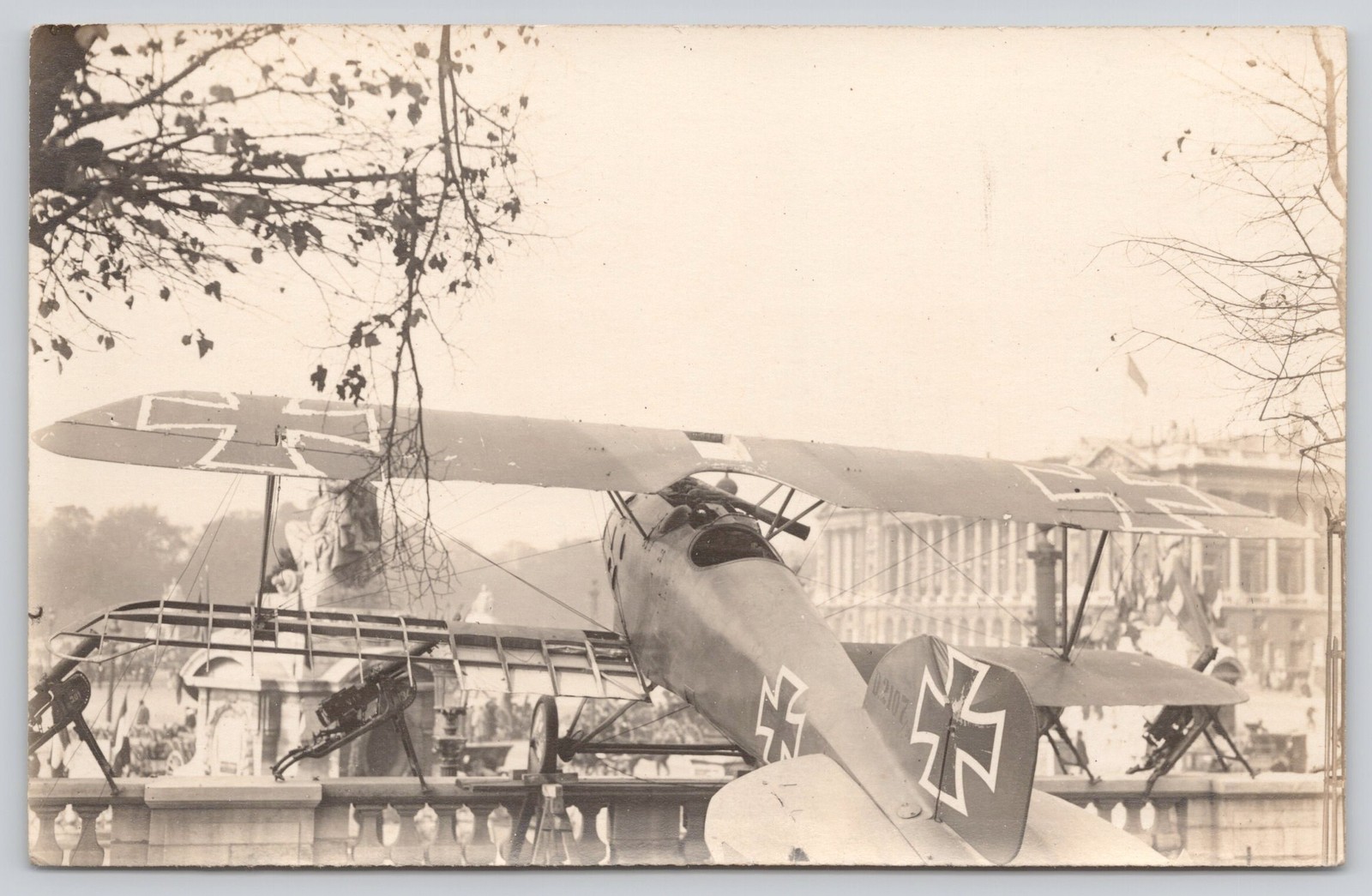 WWI RPPC Captured German Airplane Place de la Concorde Paris Postcard WWI RPPC Captured German Airplane Place de la Concorde Paris Postcard