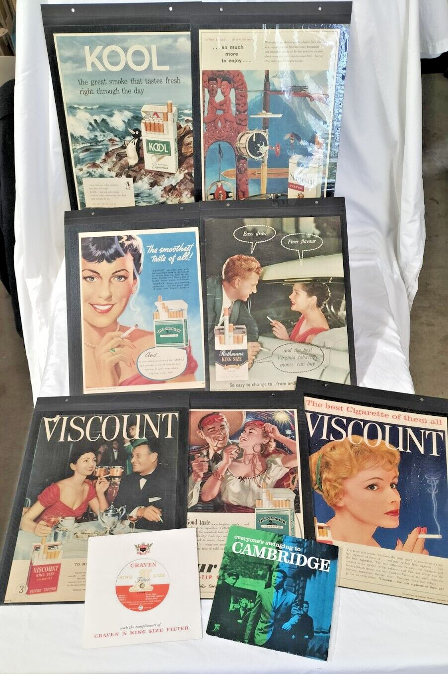 CIGARETTE TOBACCO ADVERTISING 7x Rare 1950's-60's Adverts & 2x Vinyl 45's - AF CIGARETTE TOBACCO ADVERTISING 7x Rare 1950's-60's Adverts & 2x Vinyl 45's - AF