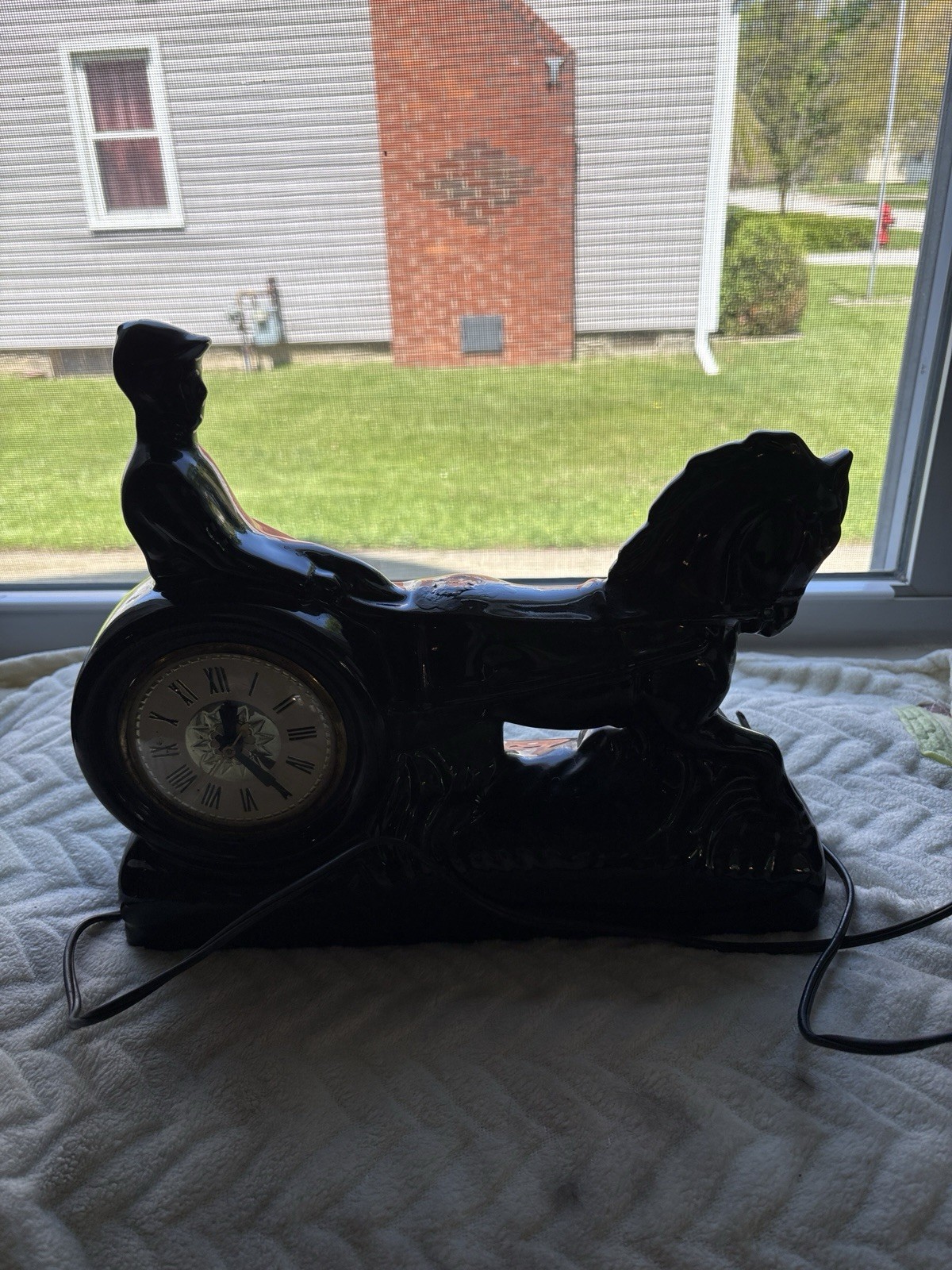 Vintage 1950's MCM Black Horse and RIDER CLOCK WORKS RARE HTF Vintage 1950's MCM Black Horse and RIDER CLOCK WORKS RARE HTF