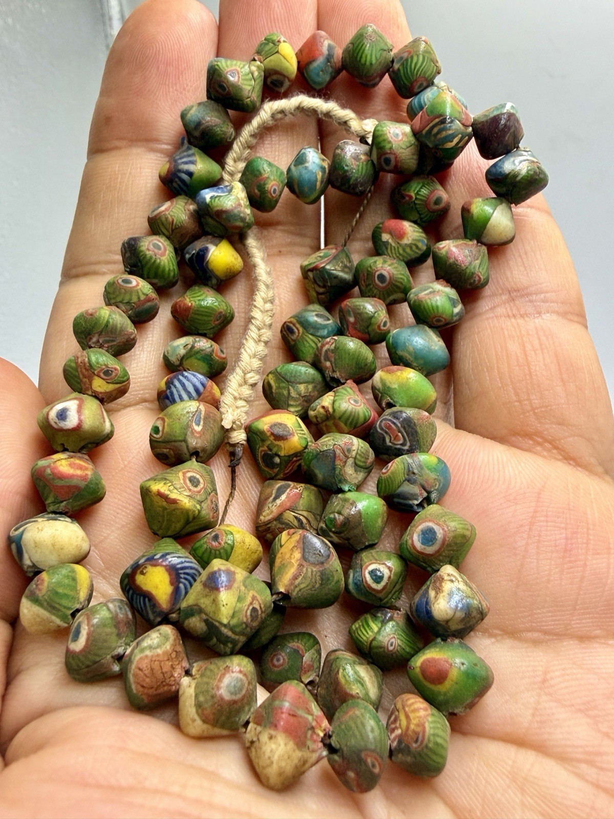 Ancient Old Roman Mosaic Glass Wonderful Rare Unique Beds Necklace Ancient Old Roman Mosaic Glass Wonderful Rare Unique Beds Necklace