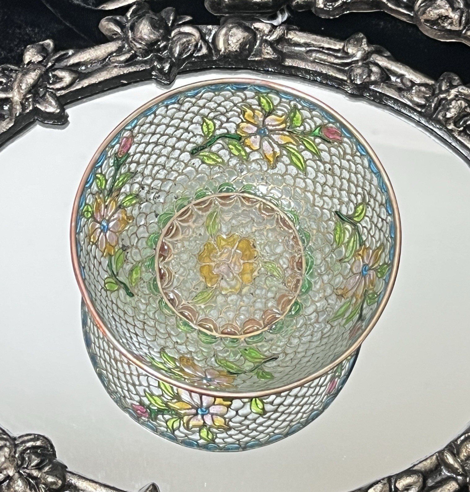 Plique-a-jour Transparent Enamel Cloisonné Bowl. Plique-a-jour Transparent Enamel Cloisonné Bowl.