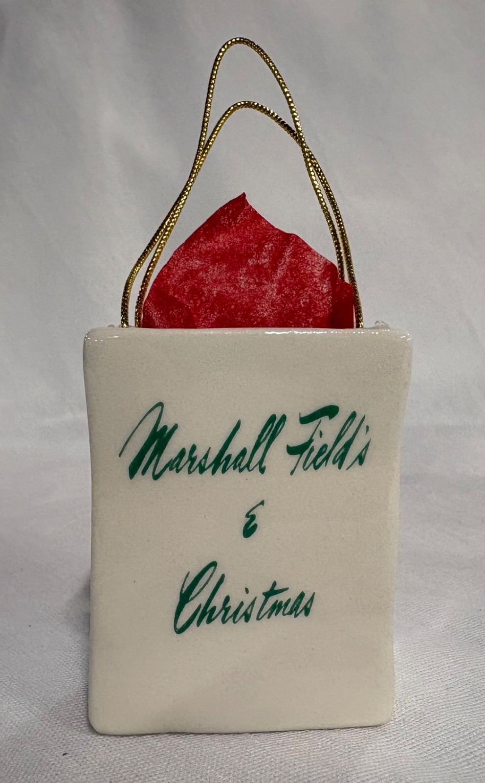 Marshall Field's & Christmas Vintage 1982 Collectible Shopping Bag Ornament