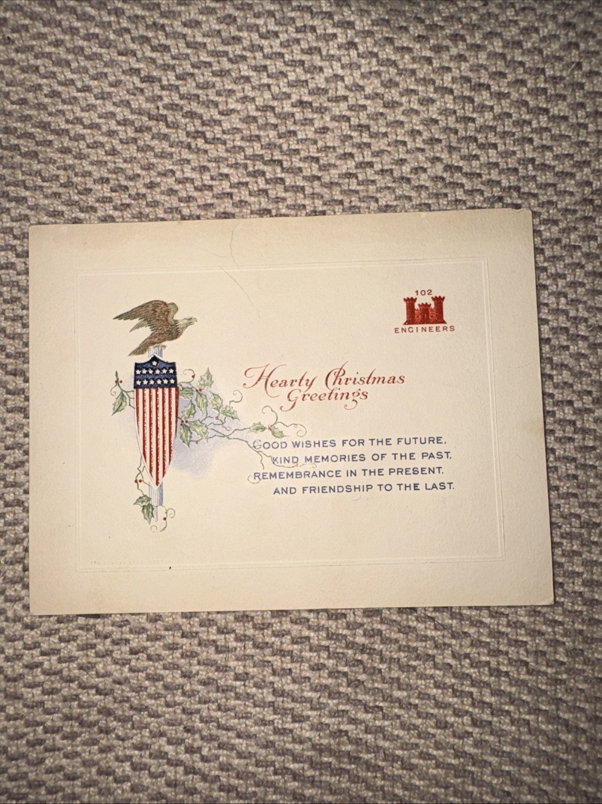 World War One WW1 Christmas Card from 102nd Army Corp Engineers - Camp Wadsworth World War One WW1 Christmas Card from 102nd Army Corp Engineers - Camp Wadsworth