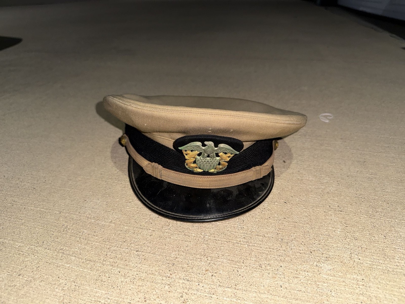 US Navy Officer's Cap Dress Khaki UNIFORM Hat w. Officer cap (66