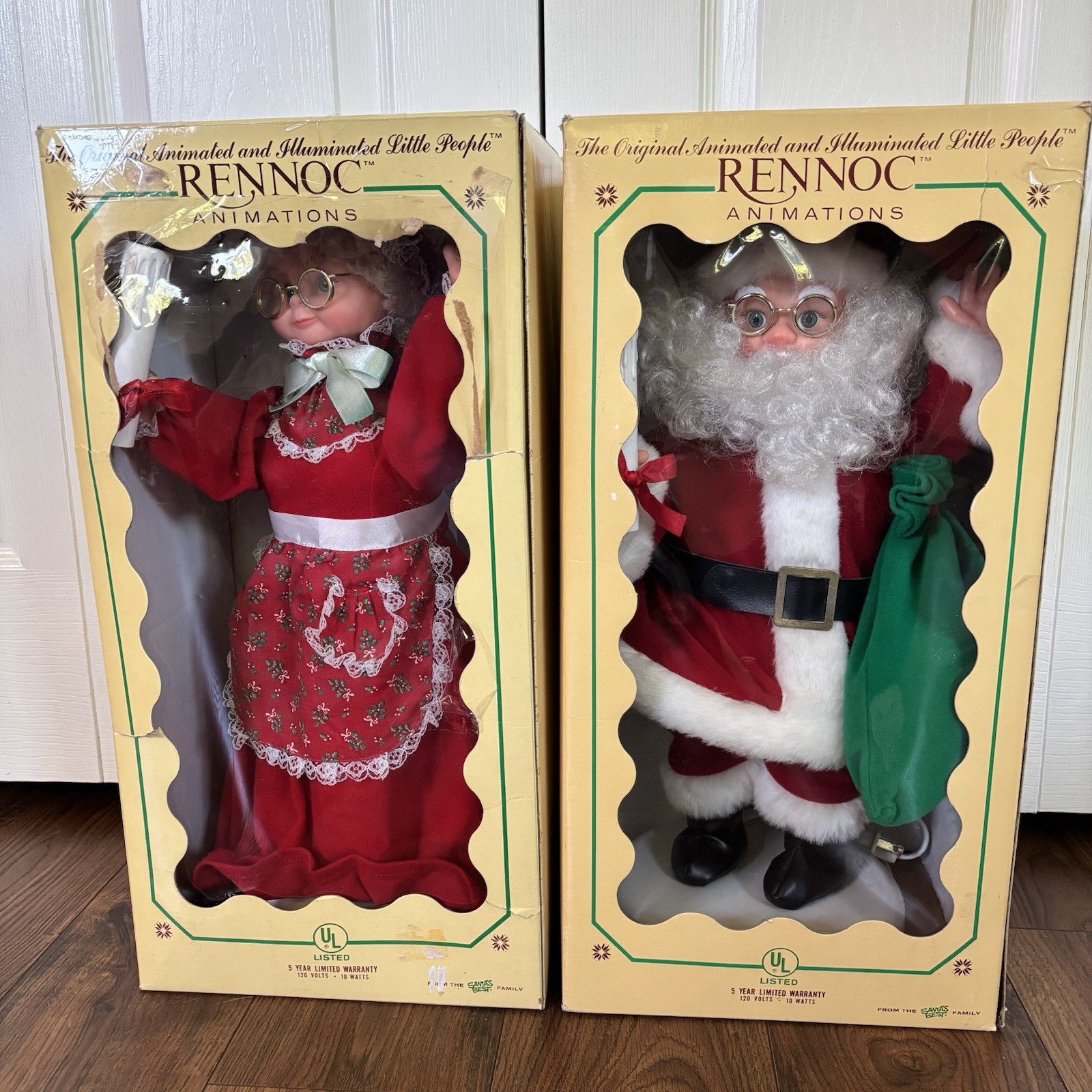 Vintage RENNOC Animated Christmas Santa & Mrs Claus Lighted Illuminated Set Work Vintage RENNOC Animated Christmas Santa & Mrs Claus Lighted Illuminated Set Work