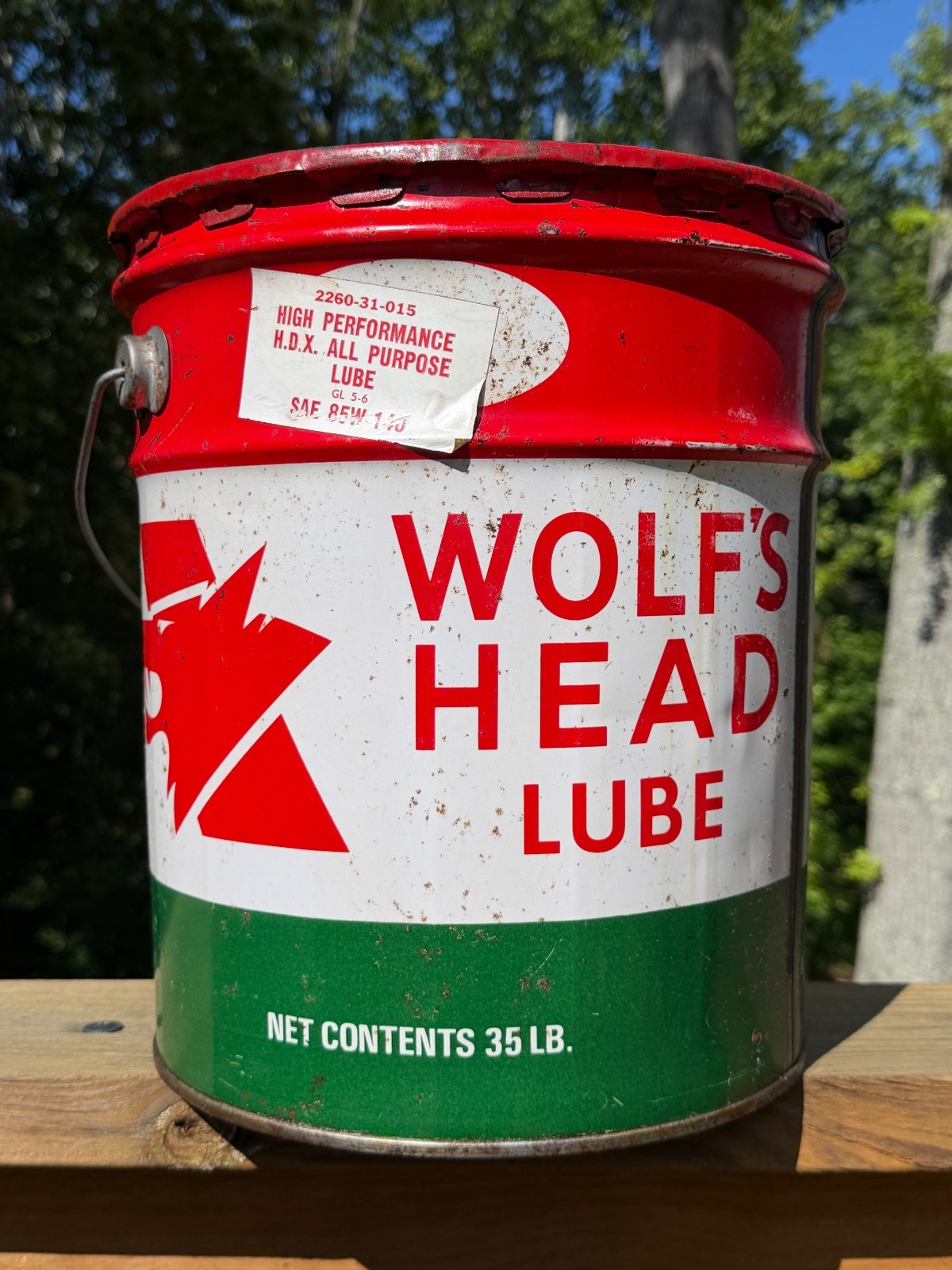 Vintage Wolf's Head 5 Five Gallon Metal Can Bucket Pail Empty Vintage Wolf's Head 5 Five Gallon Metal Can Bucket Pail Empty