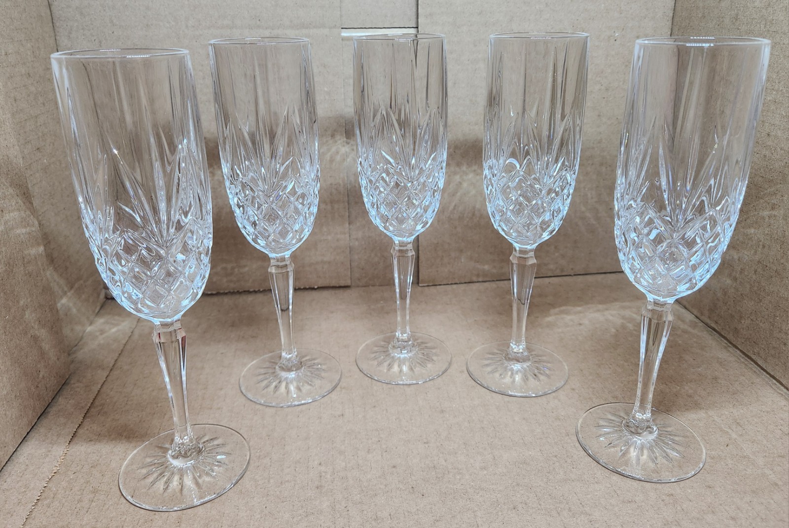 Marquis by Waterford Markham Champagne Flutes Crystal Poland Set of 5 Marquis by Waterford Markham Champagne Flutes Crystal Poland Set of 5