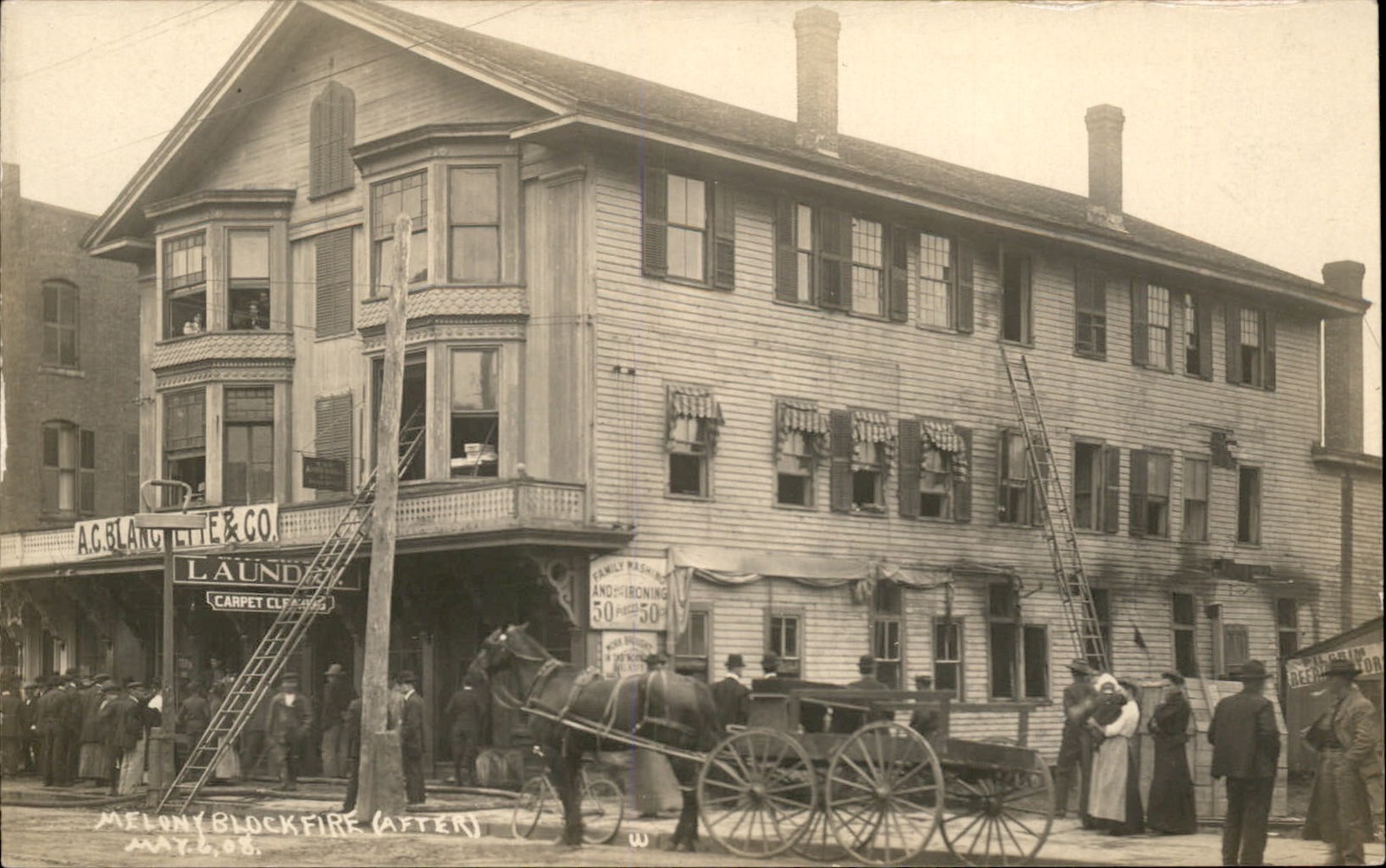 Willimantic CT Melony Block fire OUTSTANDING c1908 Real Photo Postcard bhn Willimantic CT Melony Block fire OUTSTANDING c1908 Real Photo Postcard bhn