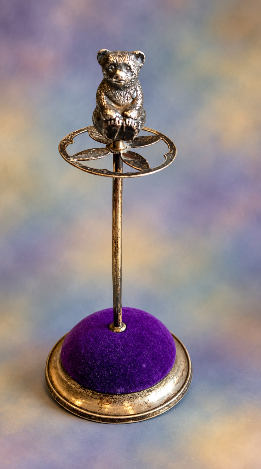 Teddy Bear Hatpin Hat pin holder 1909 Hallmarked Antique Sterling Silver Teddy Bear Hatpin Hat pin holder 1909 Hallmarked Antique Sterling Silver