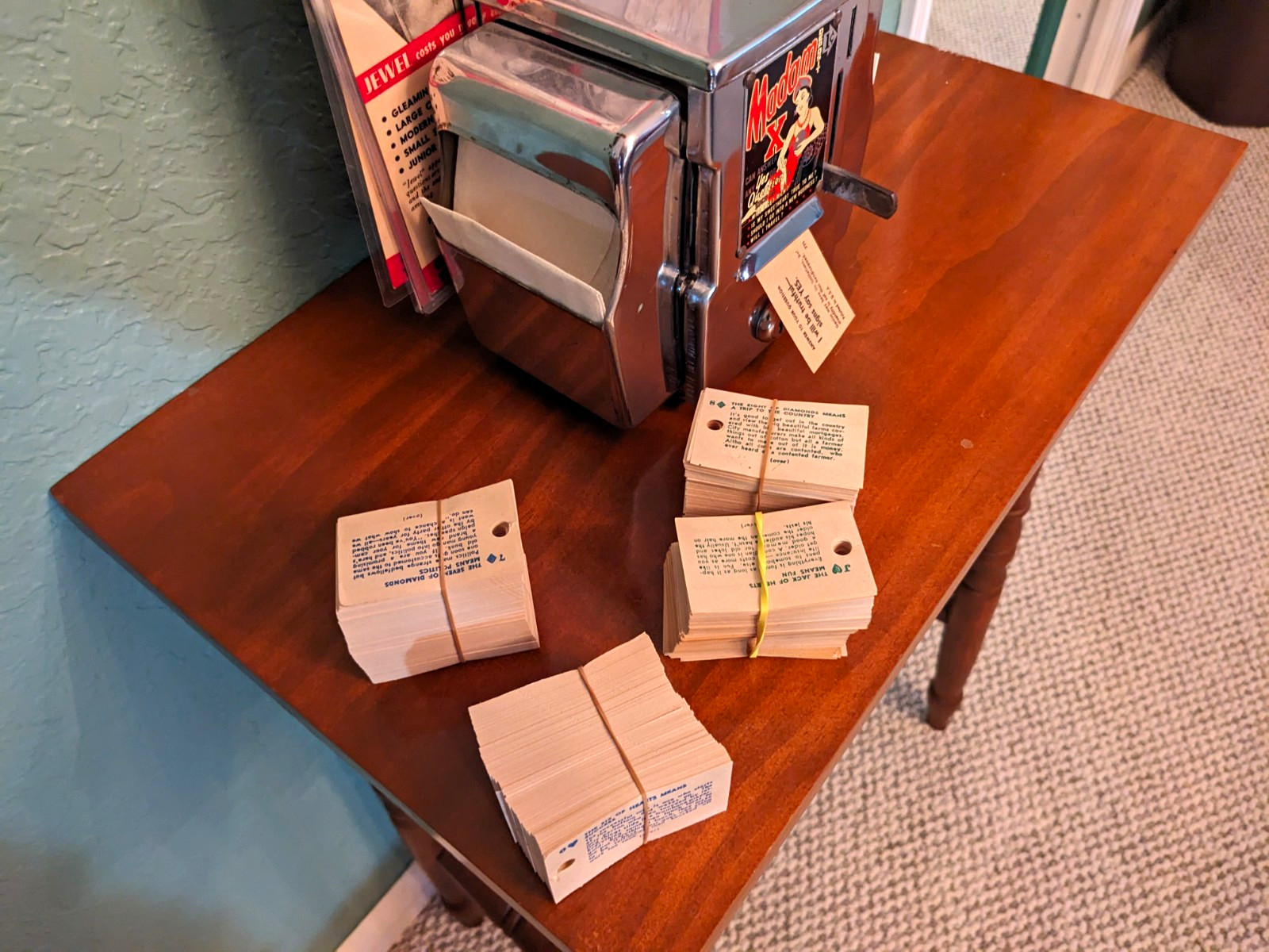 Vintage 1950s Madam X , Swami, Wise Owl napkin dispenser fortune slips only NOS Vintage 1950s Madam X , Swami, Wise Owl napkin dispenser fortune slips only NOS