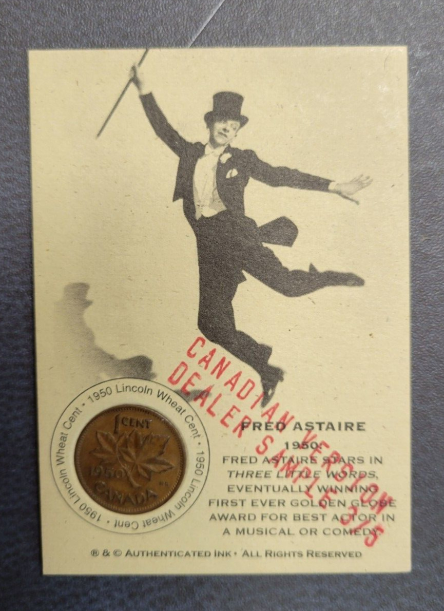 Fred Astaire Authenticated Ink 1950 Candian Penny Dealer Sample 3/5