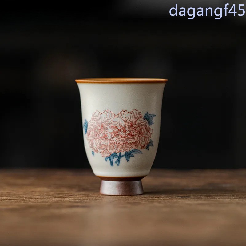 80ml Chinese Ru Kiln Porcelain Hibiscus Flower Tea Cup Meditation Cup Pu 'er Cup 80ml Chinese Ru Kiln Porcelain Hibiscus Flower Tea Cup Meditation Cup Pu 'er Cup