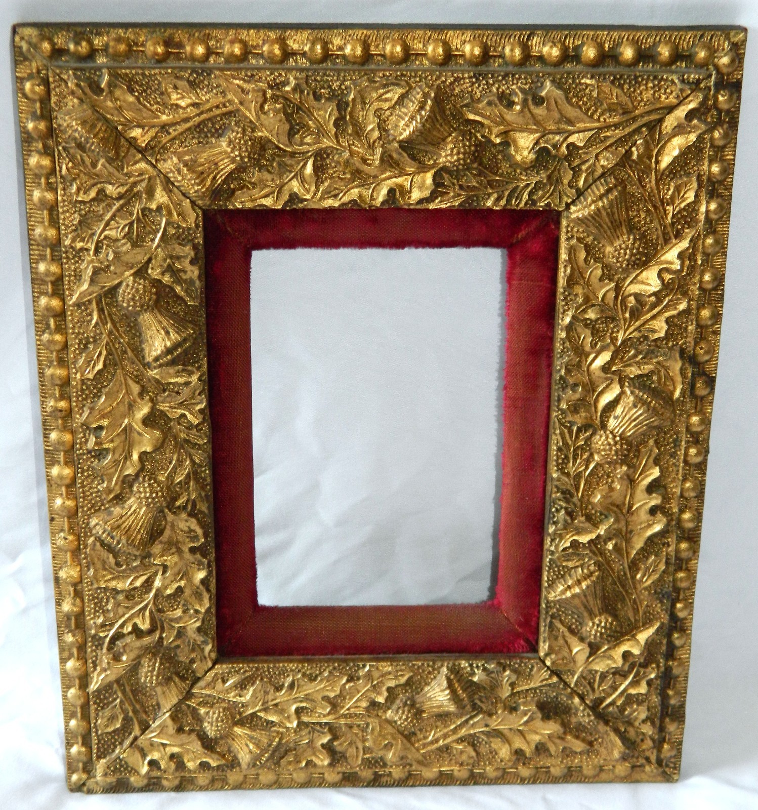 Pretty AESTHETIC 1880 Gilt Antique VICTORIAN Thistle Gesso Small Portrait Frame Pretty AESTHETIC 1880 Gilt Antique VICTORIAN Thistle Gesso Small Portrait Frame