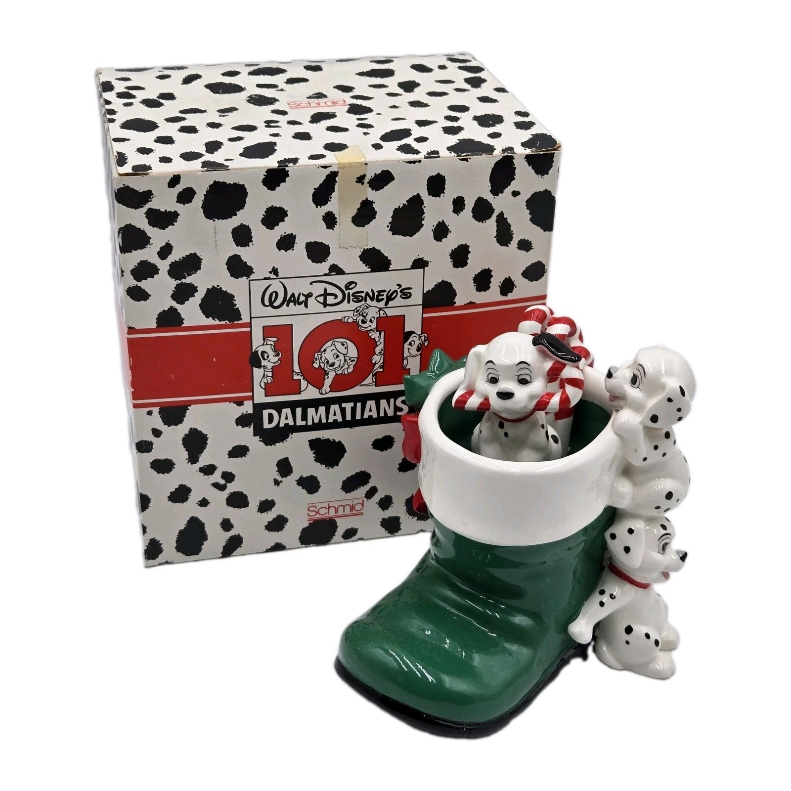 Schmid Walt Disney 101 Dalmatians Christmas Boot Musical Figurine in Box - EX Schmid Walt Disney 101 Dalmatians Christmas Boot Musical Figurine in Box - EX
