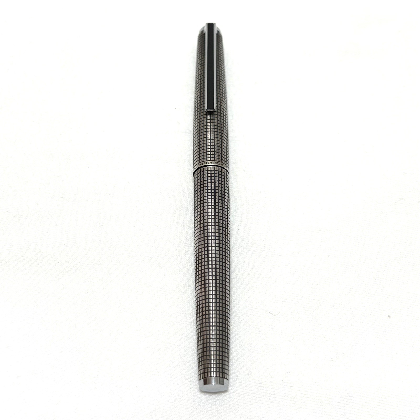 Pilot Custom Sterling Silver Crosshatch Grid Fountain Pen 18K WG M Nib Tested