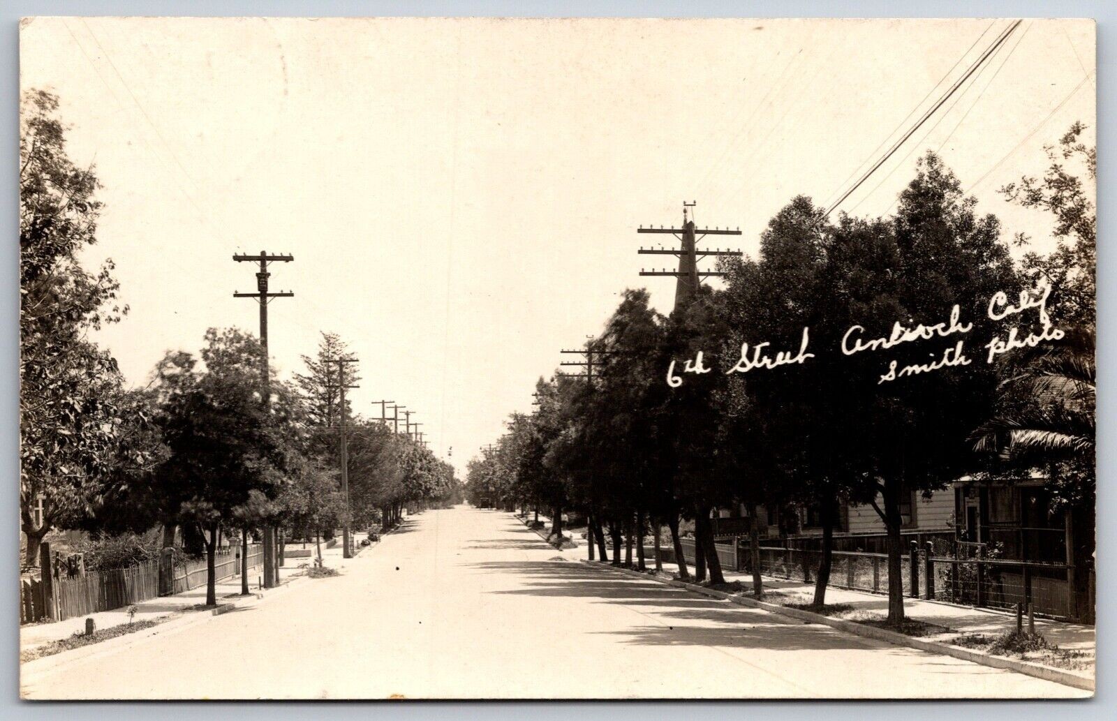 Antioch California~Wood Fences on 1 Side of 6th St~Metal on the Other~1920s RPPC Antioch California~Wood Fences on 1 Side of 6th St~Metal on the Other~1920s RPPC
