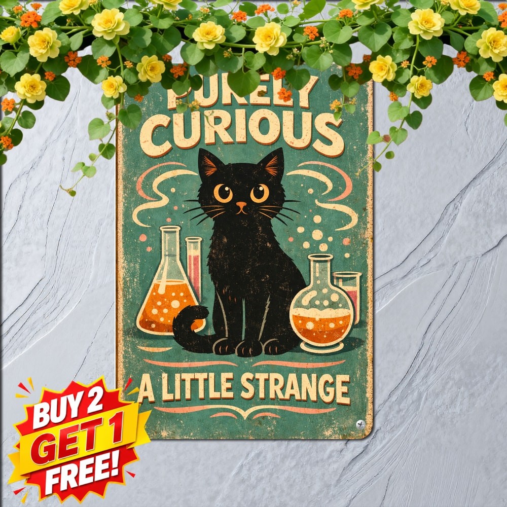 Technically Alcohol Is A Solution Black Cat Tin Sign Funny Chemistry