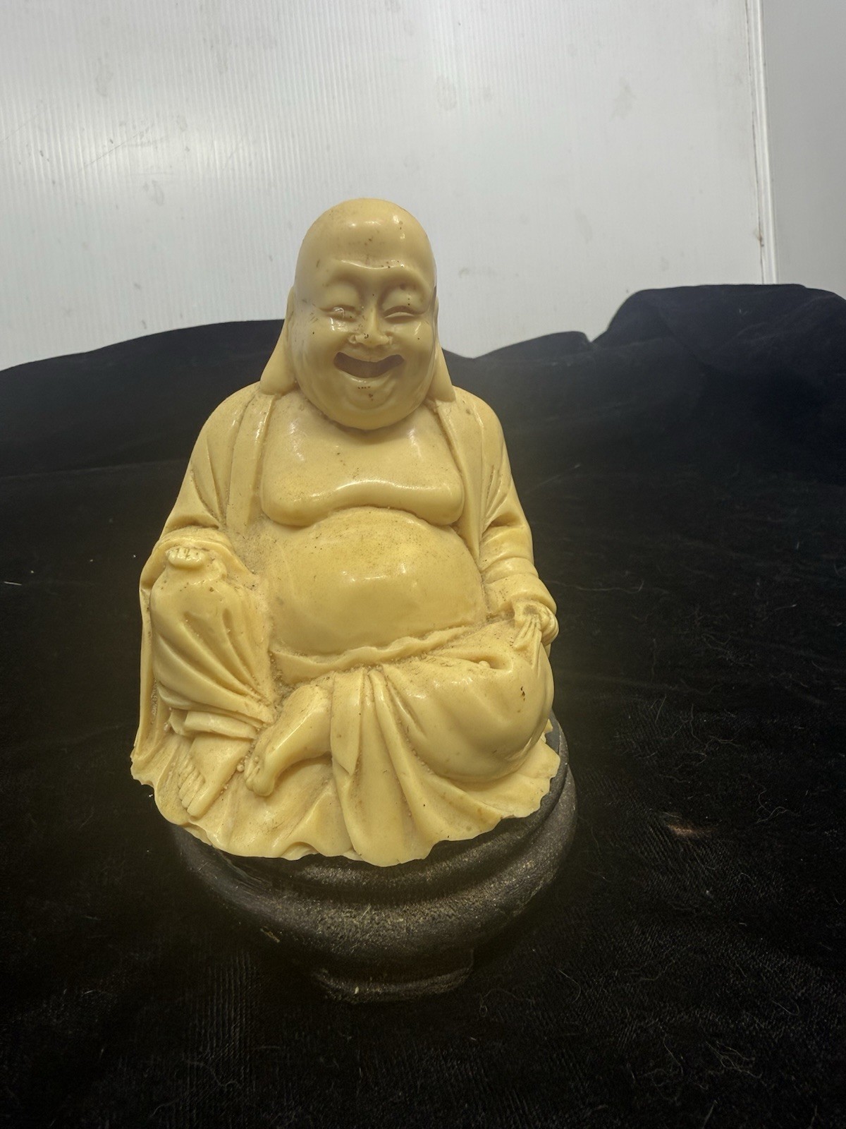 Vintage Laughing Buddha Statue Faux Ivory Resin Budai Hotei Figurine Vintage Laughing Buddha Statue Faux Ivory Resin Budai Hotei Figurine