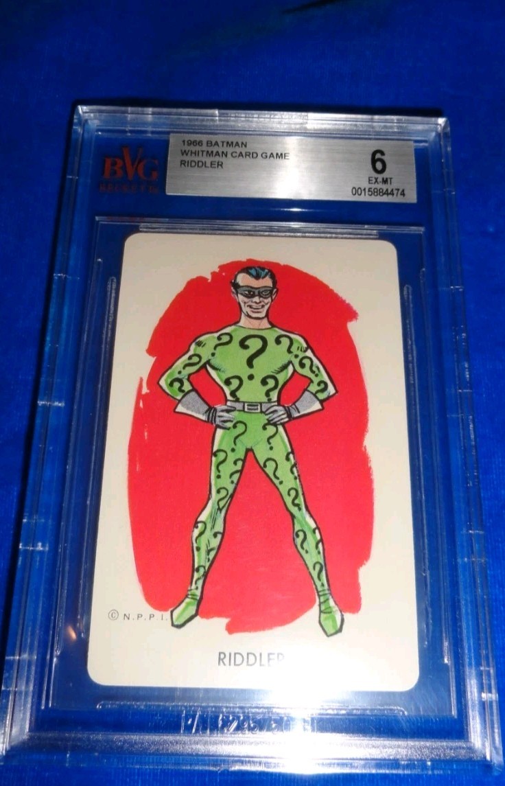 Vintage 1966 Whitman RIDDLER Batman Playing Card Rookie N.P.P.I. BVG 6 EX-MT Vintage 1966 Whitman RIDDLER Batman Playing Card Rookie N.P.P.I. BVG 6 EX-MT