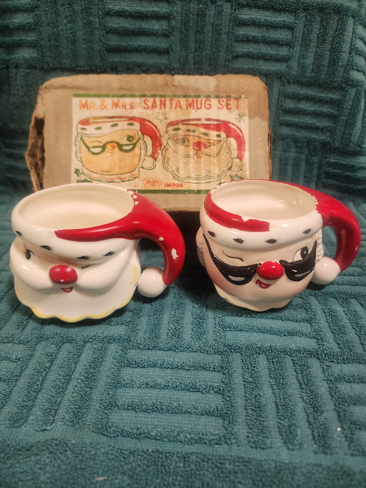 Vintage 1959 Lego Japan Winking Santa Mrs Claus Mugs Cups Holt Howard Style HTF Vintage 1959 Lego Japan Winking Santa Mrs Claus Mugs Cups Holt Howard Style HTF