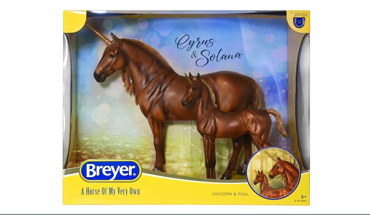 Breyer Horses Traditional Cyrus & Solana Unicorn Stalllion & Foal B-TR-10082 Breyer Horses Traditional Cyrus & Solana Unicorn Stalllion & Foal B-TR-10082