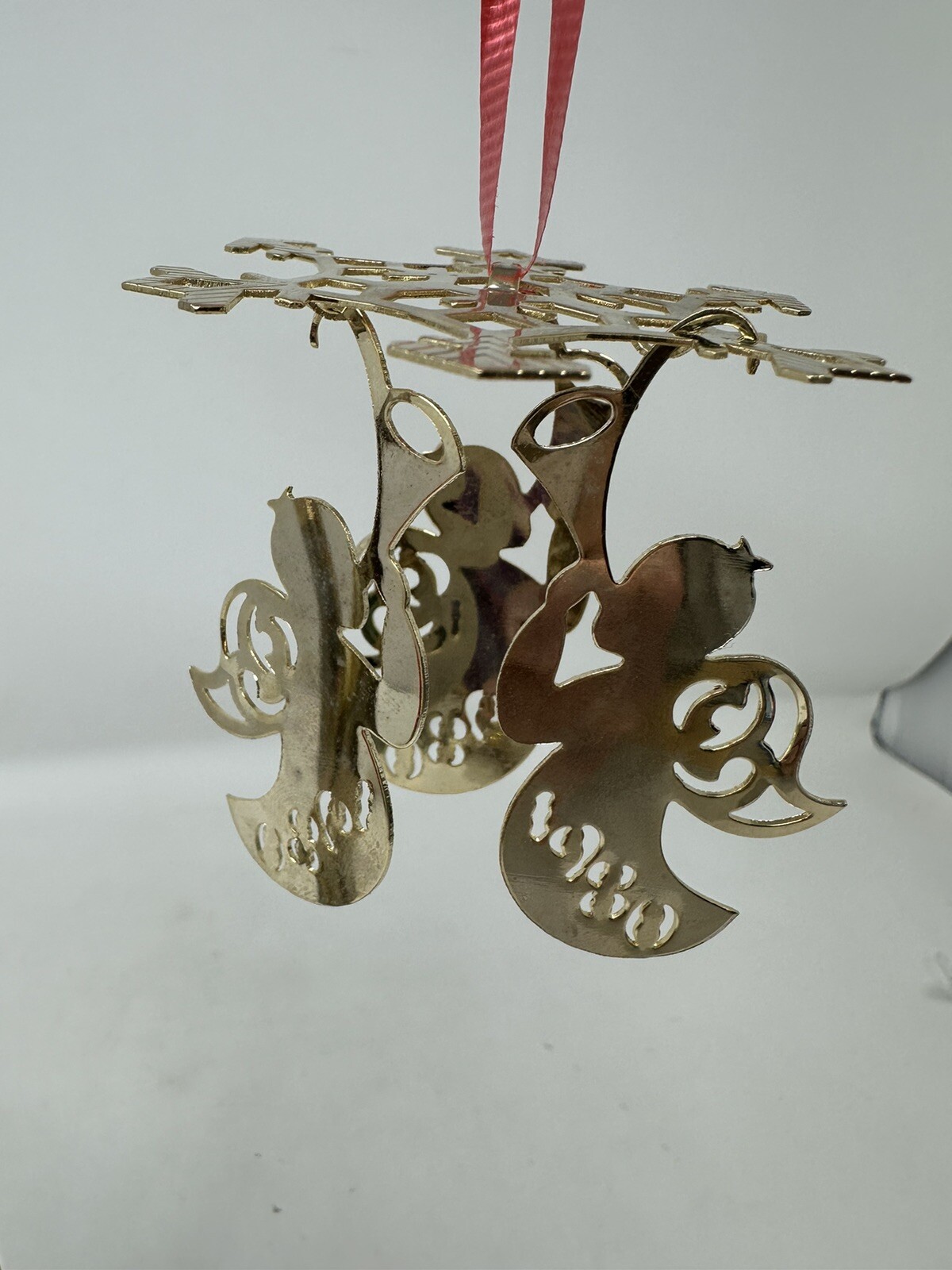 Vintage Brass Tone Lillian Vernon Christmas Ornament Snowflake Angel 1980 Vintage Brass Tone Lillian Vernon Christmas Ornament Snowflake Angel 1980