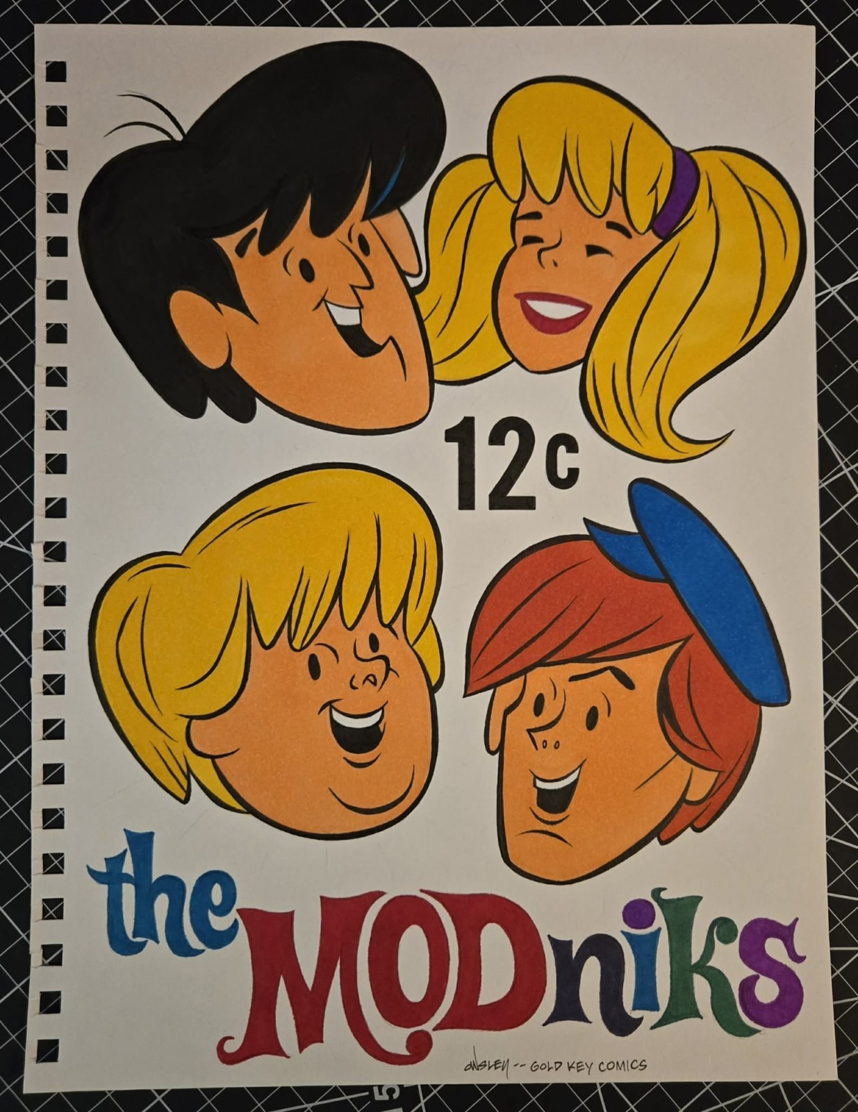THE MODNIKS 9x12 SKETCHBOOK ORIGINAL ART GOLD KEY COMICS By PATRICK OWSLEY