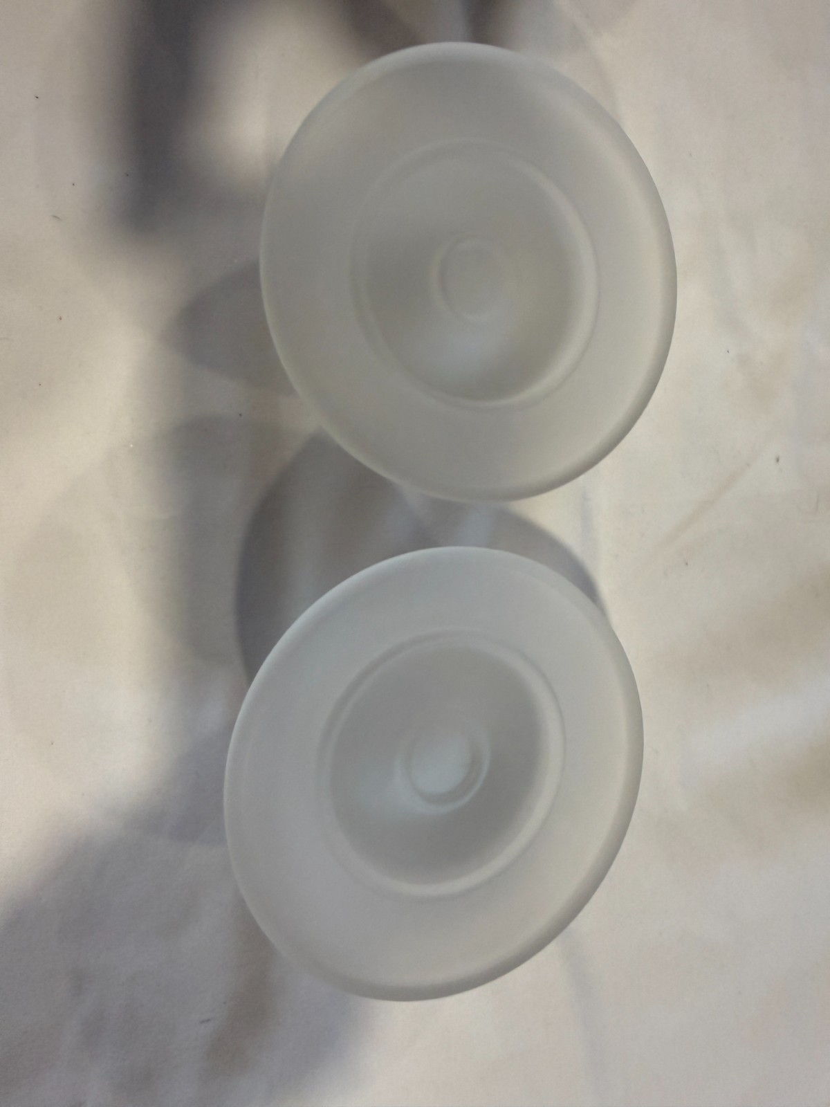 Vintage Frosted Glass Candle Cup Inserts Pair Bobeche Replacement Shades 4.5” Vintage Frosted Glass Candle Cup Inserts Pair Bobeche Replacement Shades 4.5”