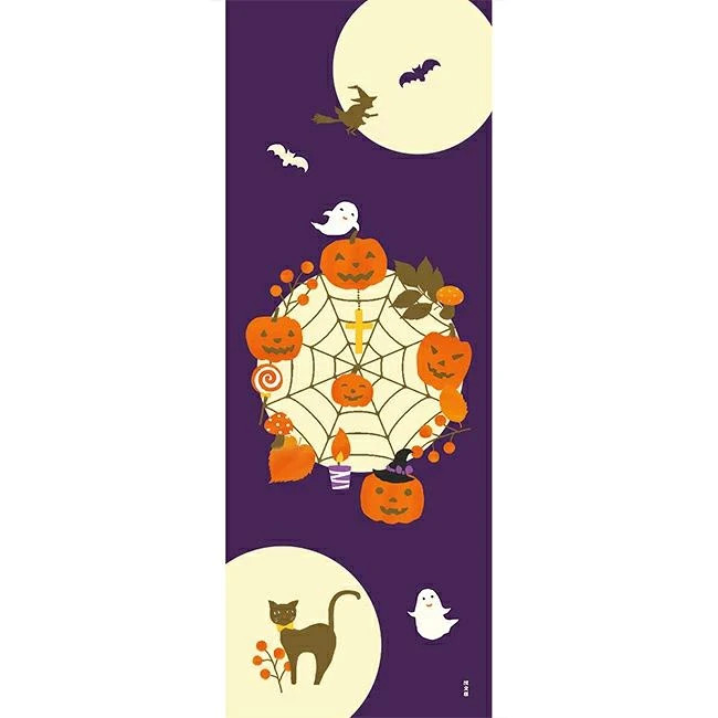 Hamamonyo Picture Tenugui Towel Cotton Halloween Moon Wall Decor Made in Japan Hamamonyo Picture Tenugui Towel Cotton Halloween Moon Wall Decor Made in Japan