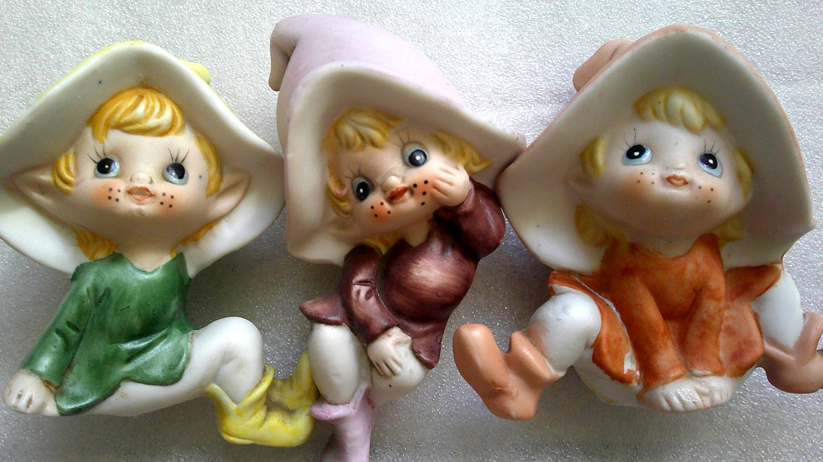 Vintage Homco Pixies Set of 3 Shelf Elves Garden Gnomes Figurines Vintage Homco Pixies Set of 3 Shelf Elves Garden Gnomes Figurines