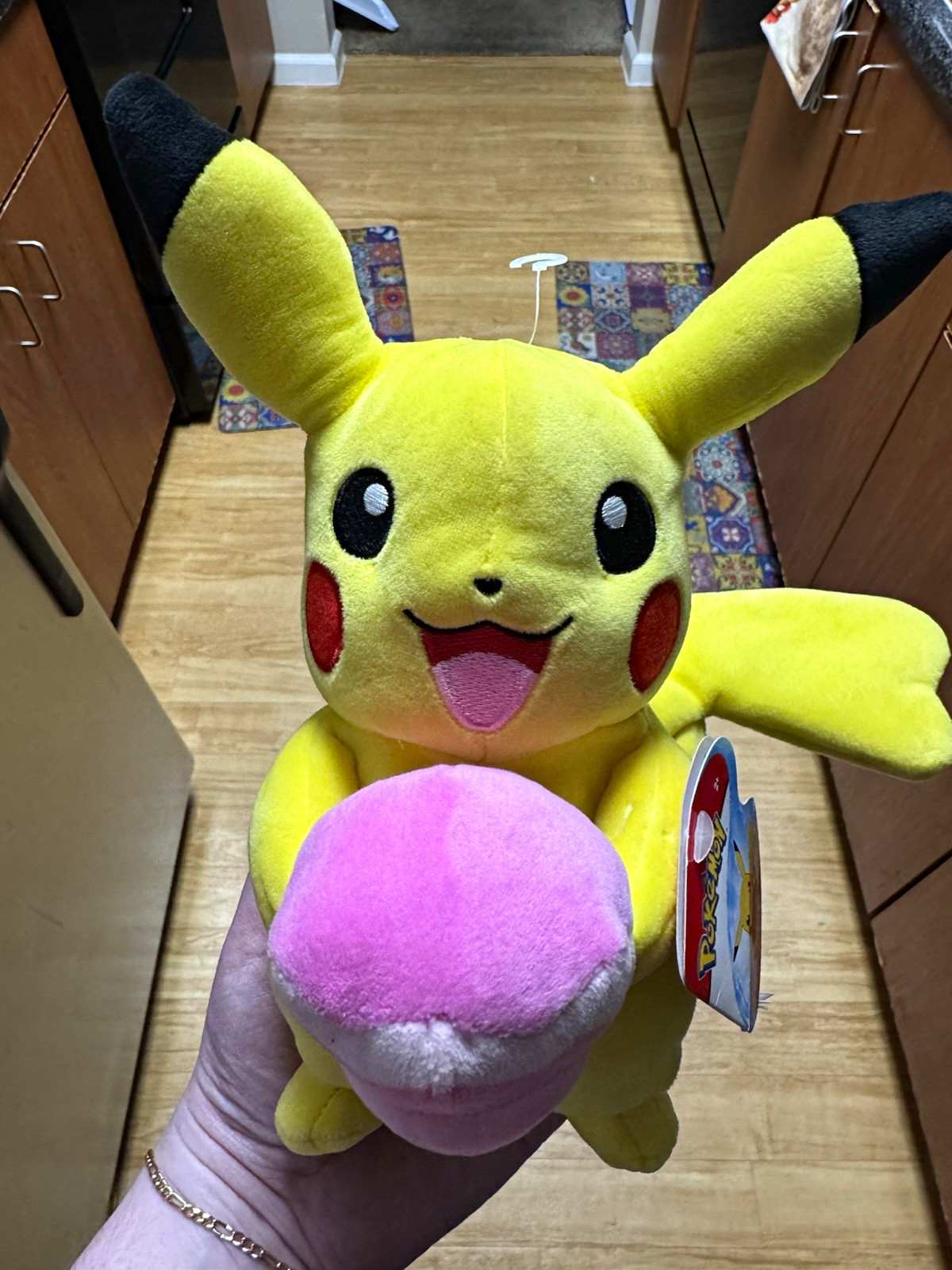 WCT Pokémon Pikachu Plush Stuffed Animal Holding Pink Cupcake w/ Heart Tag WCT Pokémon Pikachu Plush Stuffed Animal Holding Pink Cupcake w/ Heart Tag