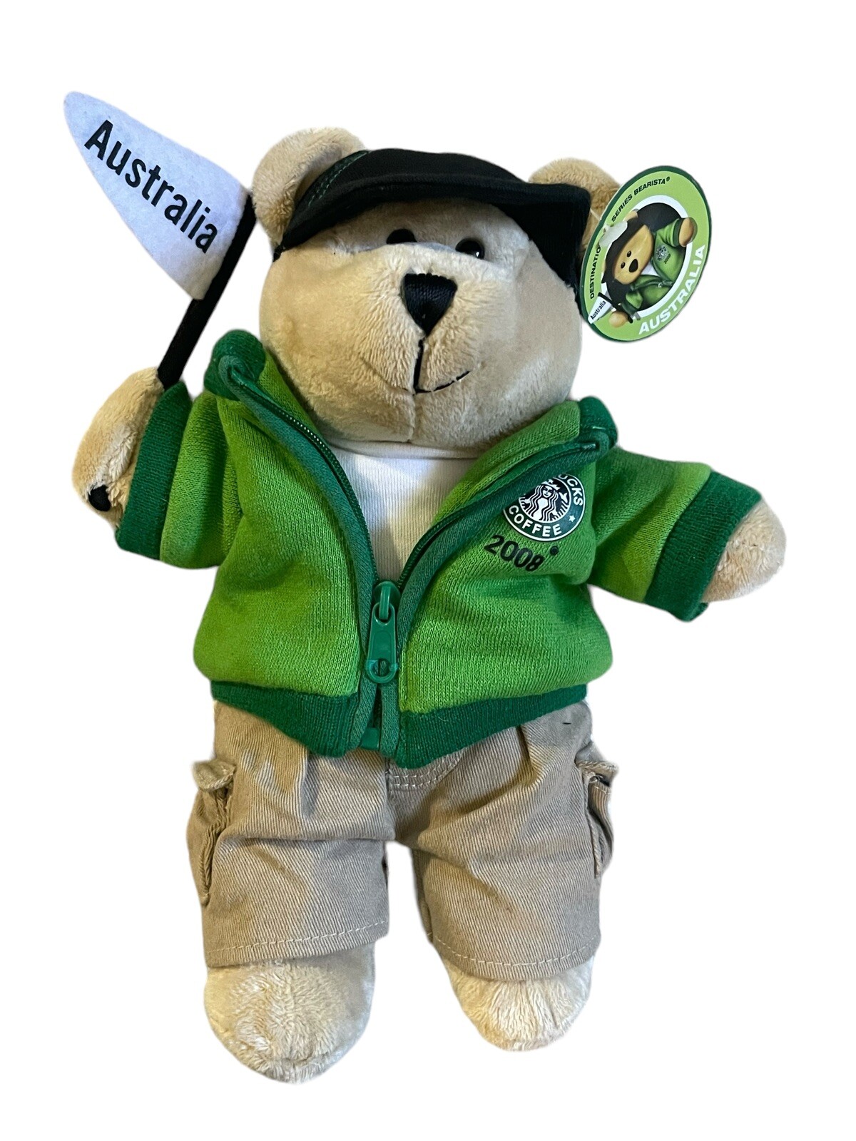 Starbucks 2008 Plush Australia Destination Bearista Bear with Flag 2nd Edition Starbucks 2008 Plush Australia Destination Bearista Bear with Flag 2nd Edition