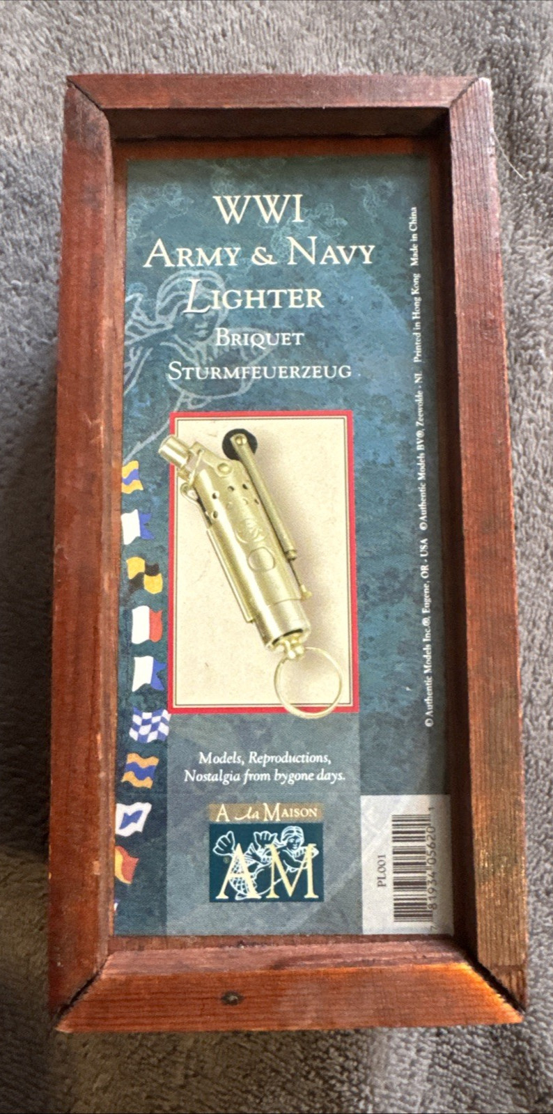 Authentic Models WWI Army & Navy Lighter Reproduction in Wood Case PL001 Replica Authentic Models WWI Army & Navy Lighter Reproduction in Wood Case PL001 Replica
